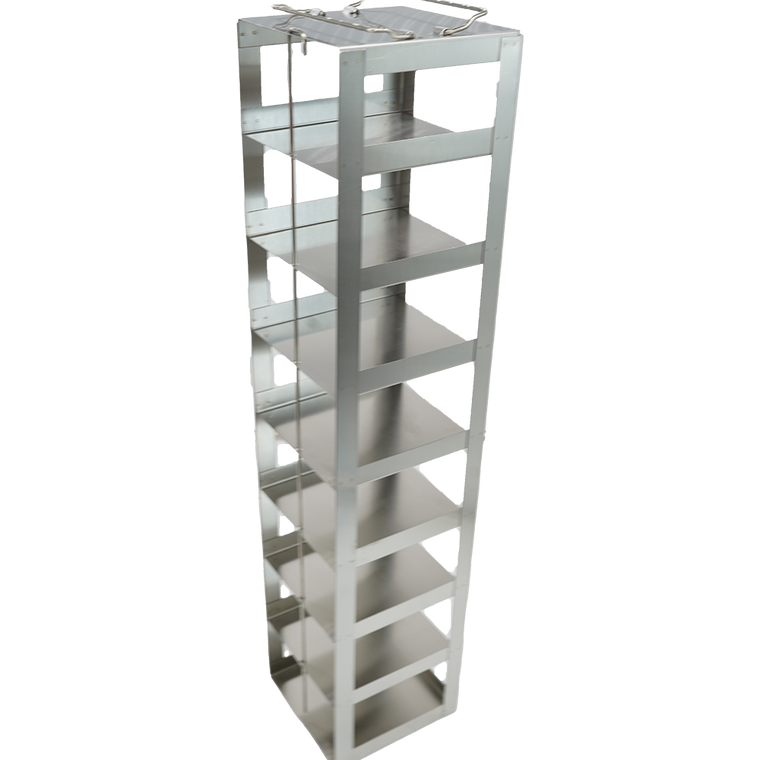 Stainless Steel Freezer Racks for 3" Boxes, Vertical Configuration, 8 Box Capacity