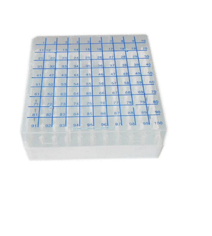 2" Polycarbonate Freezer Box 100-cell divider