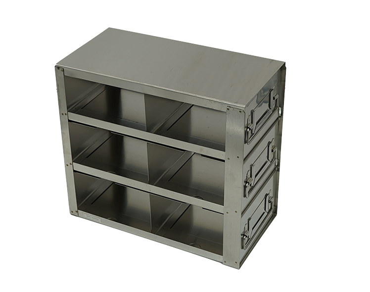 Upright Stainless Steel Freezer Drawer Racks for 3″ Cardboard Boxes 2x3 Configuration, 6 Box Capacity, view 2
