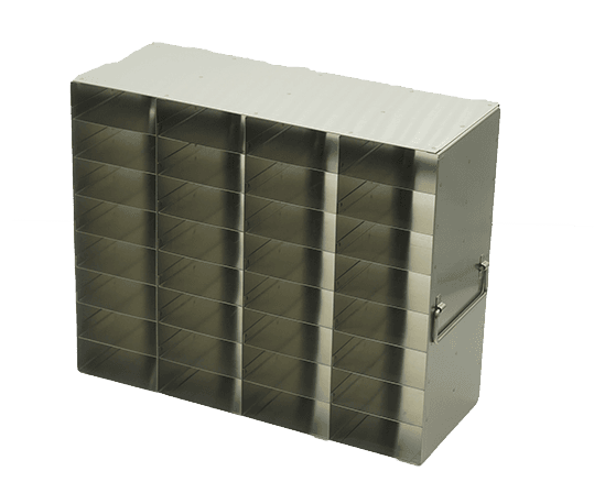 Stainless-Steel Upright Freezer Rack for 25-Place Slide Boxes, 32 Box Capacity
