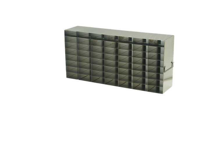 Stainless Steel Upright Freezer Rack for 25-Place Slide Boxes, 7x8, 56 Box Capacity