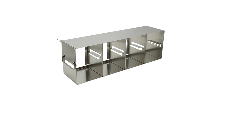 Eco-Racks Upright Stainless-Steel Freezer for 3" Boxes, 4x2 Configuration, 8 Box Capacity