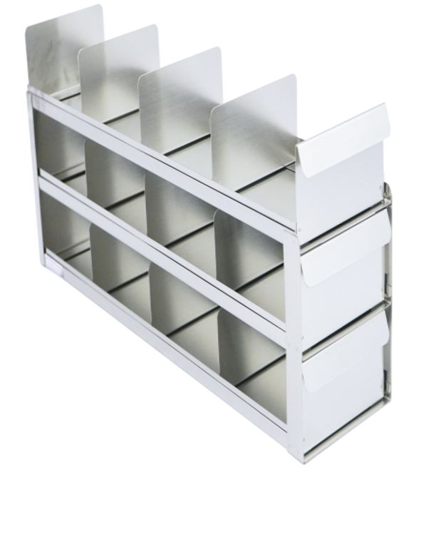 Upright Sliding Tray Freezer Rack for 3" Boxes, 4 x 3 Configuration, 12 Box Capacity