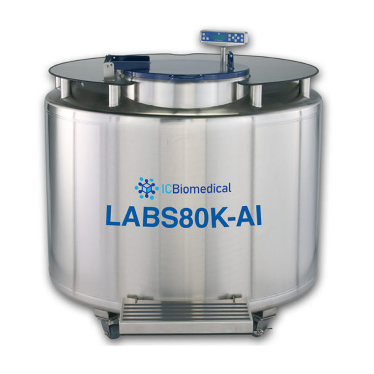IC Biomedical® LABS80K-AI Liquid Nitrogen (LN2) Freezers System 6-section carousel & locking step, no controller, Capacity: 622,000 x 0.5cc straws