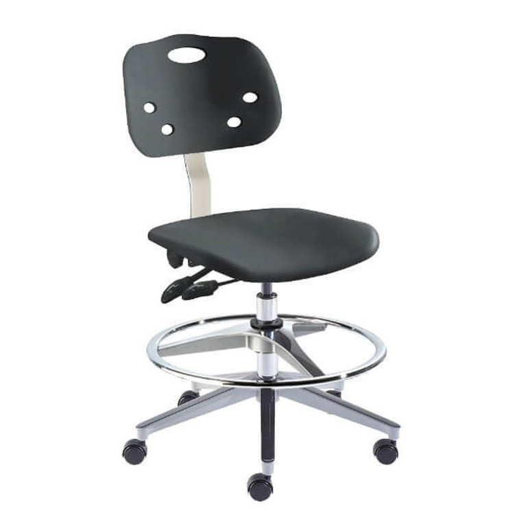 BioFit® Rexford Series Wide Aluminum Base ISO 4 Cleanroom Ergonomic Swivel Chair | Standard Components