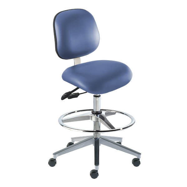 BioFit® Elite Series Wide Aluminum Base ISO 5 Cleanroom/ESD Ergonomic Swivel Chairs | Standard Components