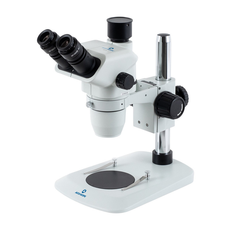 Accu-Scope® 3076-PS Trinocular Zoom Stereo Microscope on Pole Stand, 6.7x - 45x Magnification