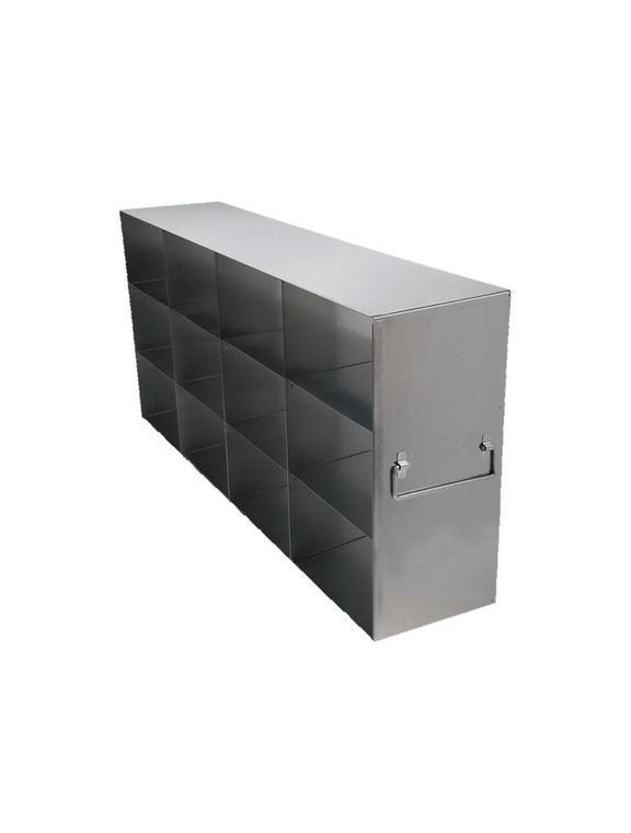 Upright Stainless Steel Freezer Rack (UFH50-43) for 50-Cell Hinged Top Plastic Boxes, 4 x 3 Configuration, 12 Box Capacity