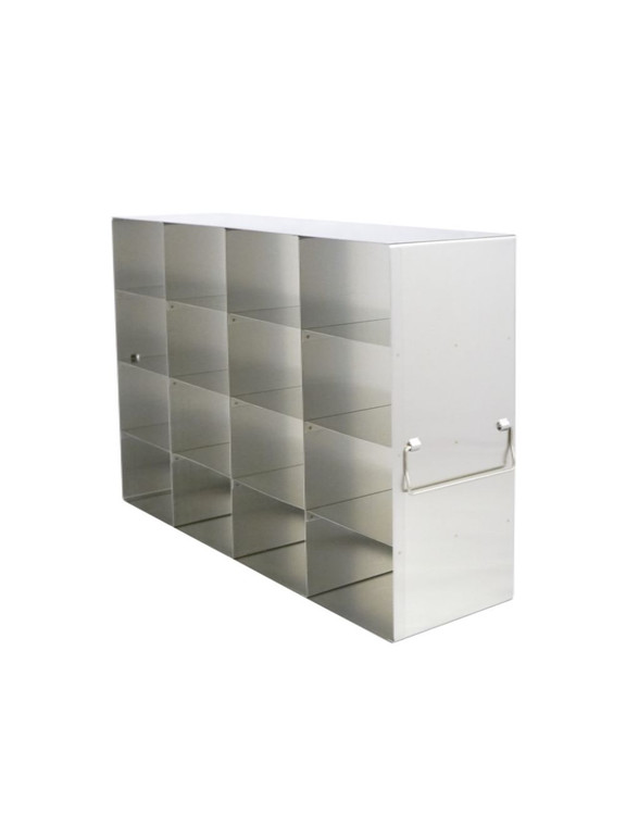 Upright Stainless Steel Freezer Rack (UFH50-44) for 50-Cell Hinged Top Plastic Boxes, 4 x 4 Configuration, 16 Box Capacity