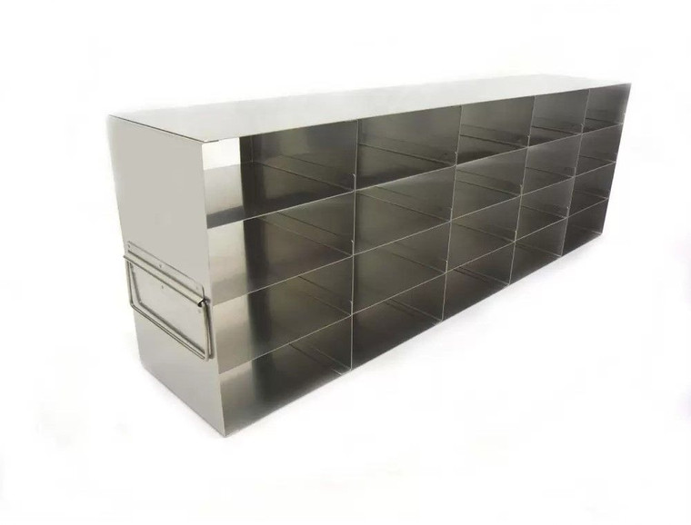 Upright Stainless Steel Freezer Rack (UFH50-55) for 50-Cell Hinged Top Plastic Boxes, 5 x 5 Configuration, 25 Box Capacity