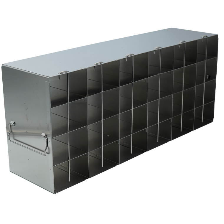 Upright Stainless Steel Freezer Rack (UFH50-64) for 50-Cell Hinged Top Plastic Boxes, 6 x 4 Configuration, 24 Box