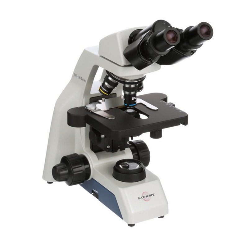 Accu-Scope® EXC-120-45 Binocular LED Microscope with Achromat Objectives, 1000x Magnification, 45° Viewing Angle