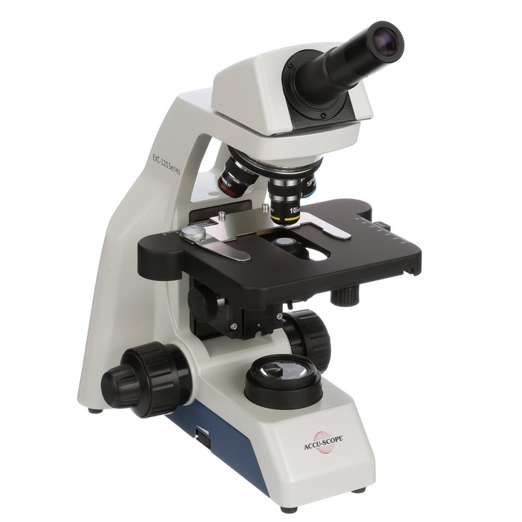 Accu-Scope® EXC-121-3 Monocular LED Microscope with Achromat Objectives, 400x Magnification