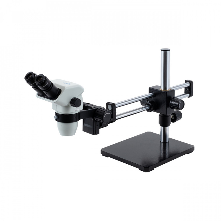 Accu-Scope® 3075-BBS Binocular Zoom Stereo Microscope on Ball Bearing Boom Stand, 6.7x - 45x Magnification