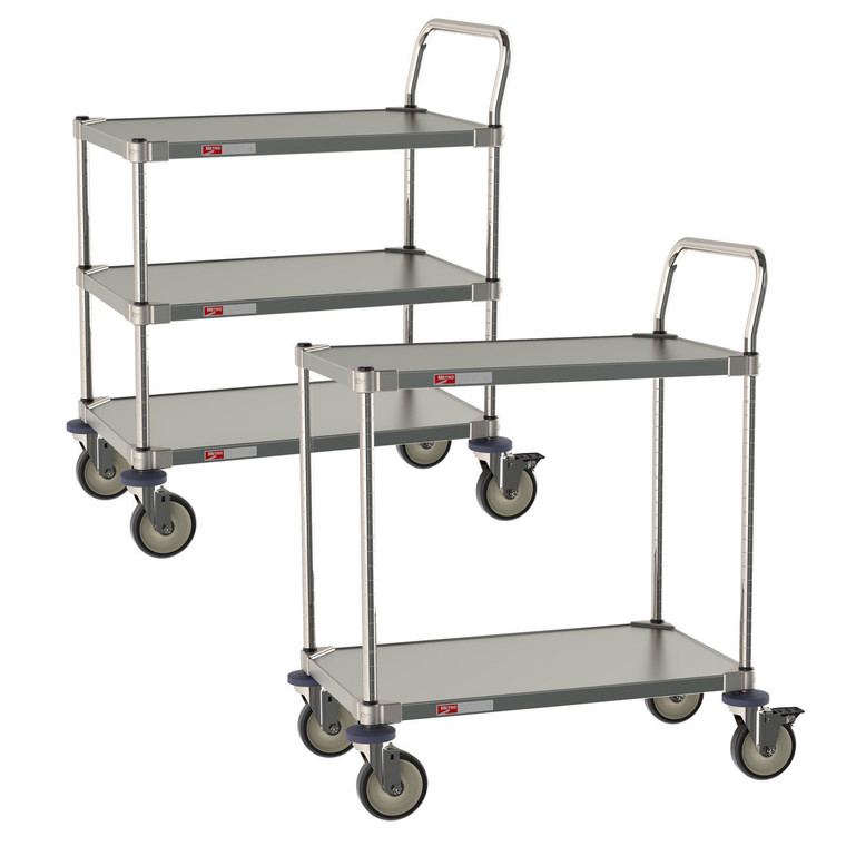 Metro™ CRLS432NFS 2-Shelf All Stainless Steel Cart for Labs and Cleanrooms, 24" W x 36" L x 39" H