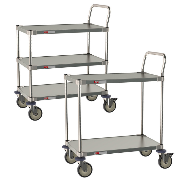 Metro™ CRLS222NFS 2-Shelf All Stainless Steel Cart for Labs and Cleanrooms, 18" W x 30" L x 39" H