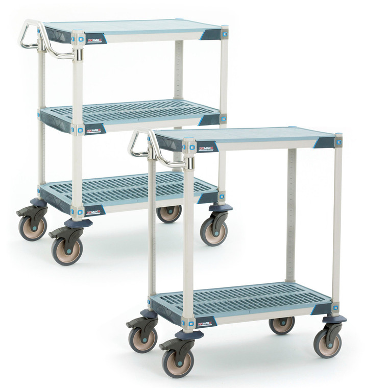 MetroMax™ i MXUC2436FT-25L 2-Shelf Industrial Polymer Shelving Lab Utility Cart®, Solid Top Shelf Mat, 24" W x 36" L x 39.25" H