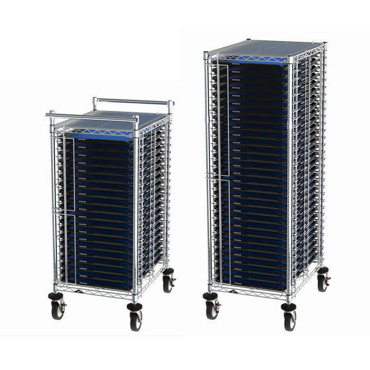 Metro™ CBNTC20MSOL1 Front-Load PCB Handling Cart with 20 SmartTray ESD-Safe Trays & Premium Tray Inlays, 28" x 22" x 49"
