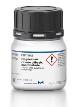 Magnesium citrate tribasic nonahydrate, 1 X 1 kg (63067-1KG-F)