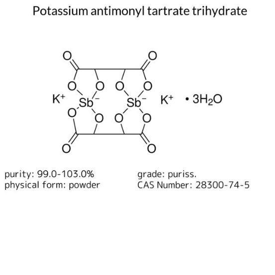 Potassium antimonyl tartrate trihydrate, 1 X 250 g (11126-250G)