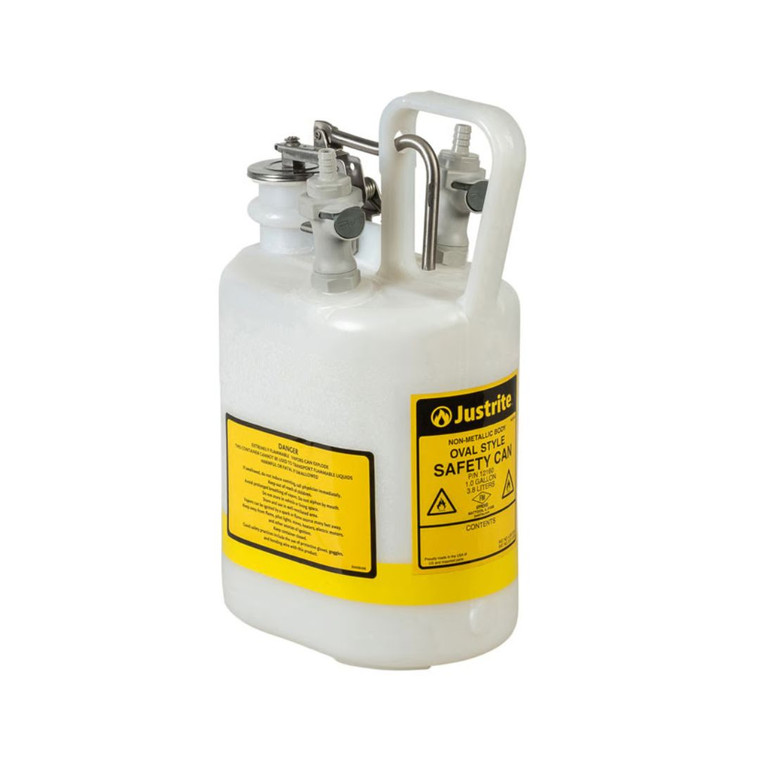 Polyethylene Quick-Disconnect Disposal Can, Polypropylene Fittings for 3/8-in Tubing, Oval, 1 Gallon, White