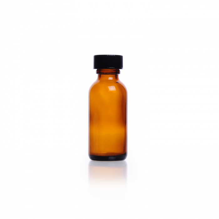 KIMBLE® Amber Glass Boston Round Bottles, Shrink Modules With Caps in Bags