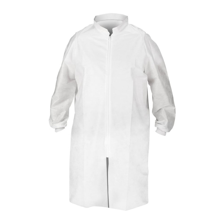 Kimberly-Clark® Kimtech™ A8 Certified Disposable Knee-Length Lab Coats with 2 Pockets, White, 25/Cs