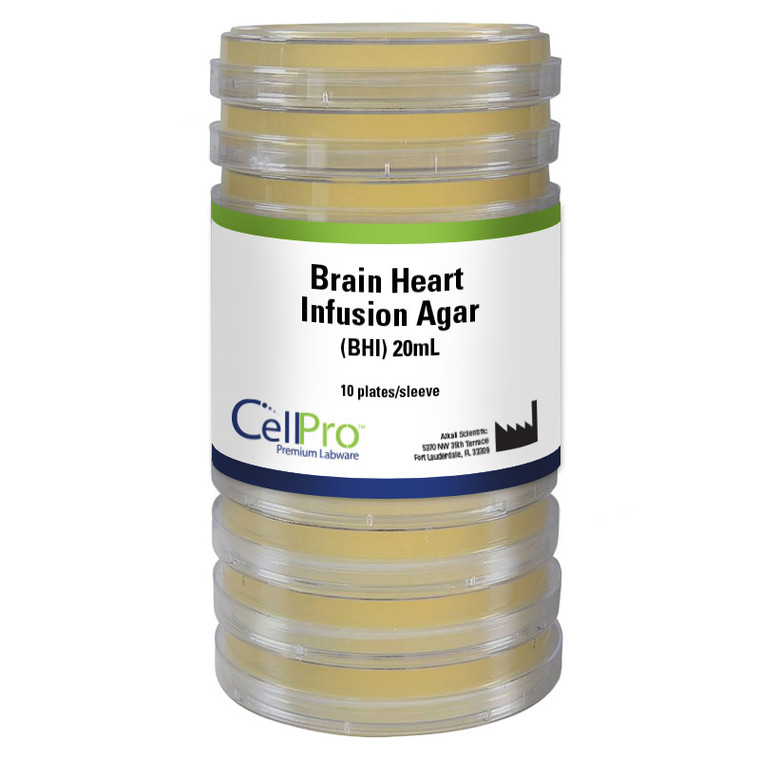 Brain Heart Infusion Agar (BHI) 20mL, 15x100mm Plates, 10/Pk