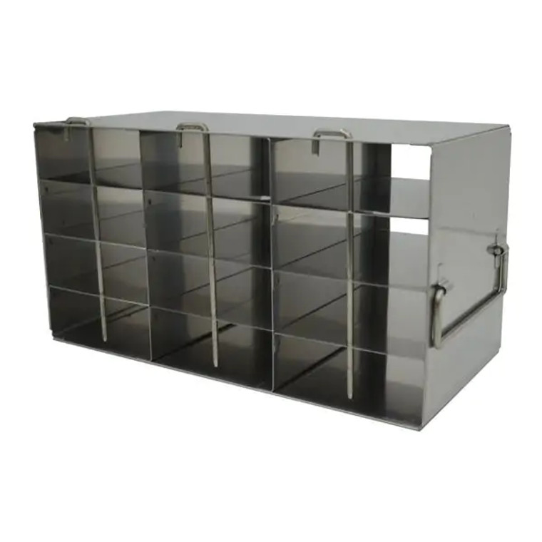 Stainless Steel Upright Freezer Rack for 0.2ml Tube 96-Well PCR Boxes 3 x 5 Configuration, 15 Box Capacity