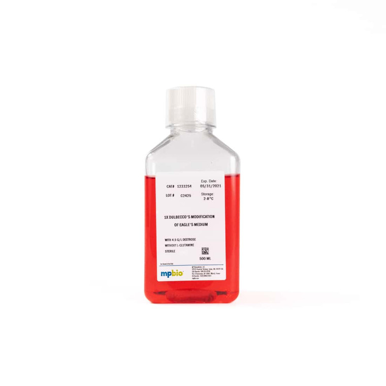 1X DMEM without L-Glutamine, with 4.5 g/L Dextrose