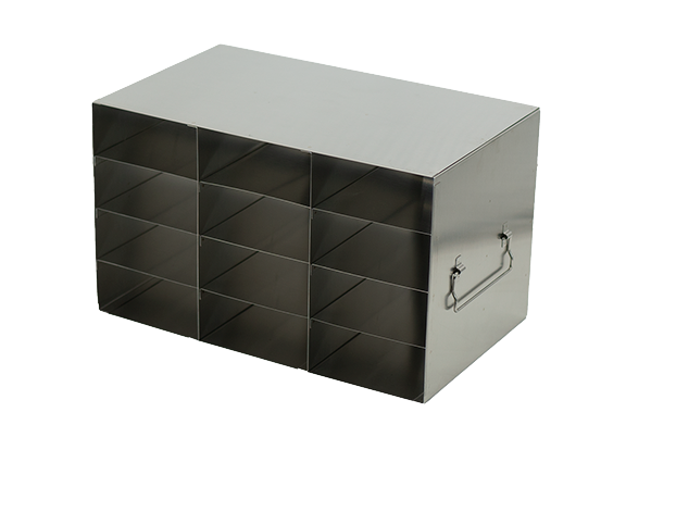 Stainless Steel Upright Freezer Rack for 96-Well Flipper Reversible Boxes, 3 x 4 Configuration, 12 Box Capacity