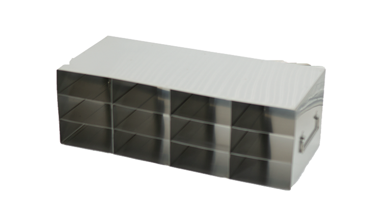 Stainless Steel Upright Freezer Rack for 96-Well Flipper Reversible Boxes, 4 x 3 Configuration, 12 Box Capacity