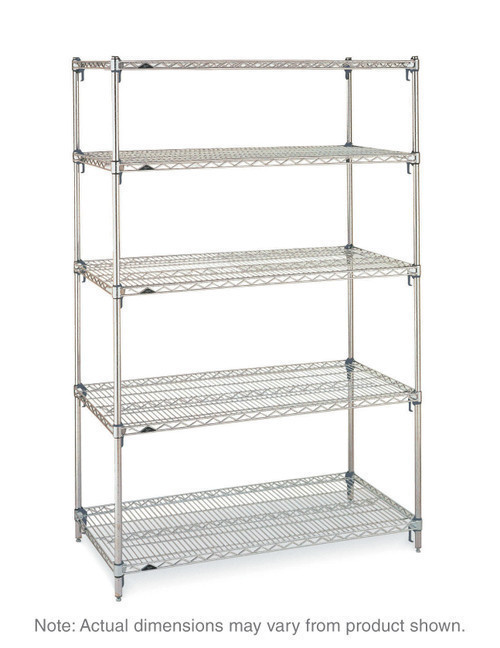 Metro™ Super Adjustable Super Erecta® 5A377C 5-Shelf Industrial Wire Shelving Starter Unit, Chrome, 18" x 72" x 74"