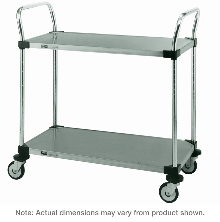 Metro™ MW103 MW Series Utility Cart® with 2 Stainless Steel Solid Shelves, 18" x 24" x 38"