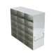 Upright Stainless-Steel Freezer Rack for 50-Cell Hinged Top Plastic Boxes, 3 x 5 Configuration, 15 Box Capacity