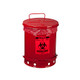 Biohazard Waste Can, Steel, Foot-Operated Self-Closing
