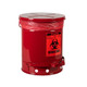 Biohazard Waste Can, Steel, Foot-Operated Self-Closing