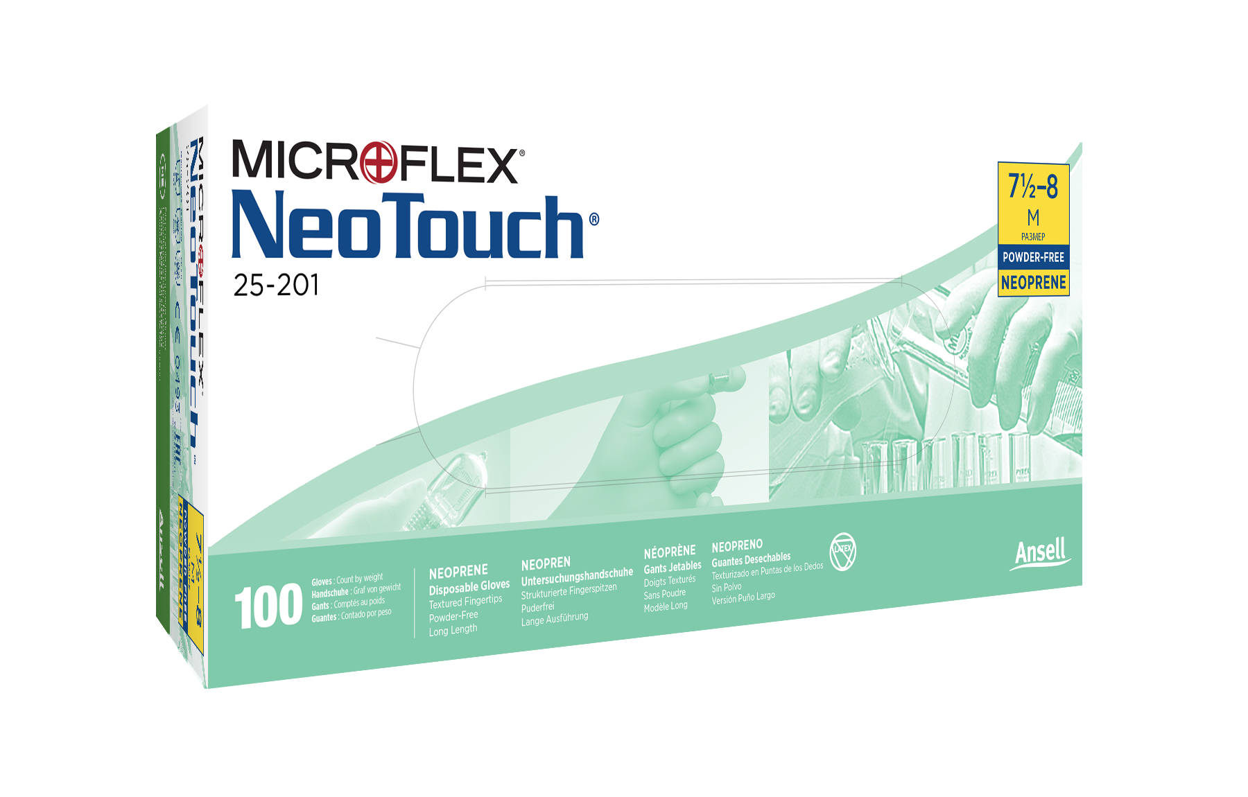 Microflex NeoTouch Neoprene Gloves with Extended Cuff, 1000/Case
