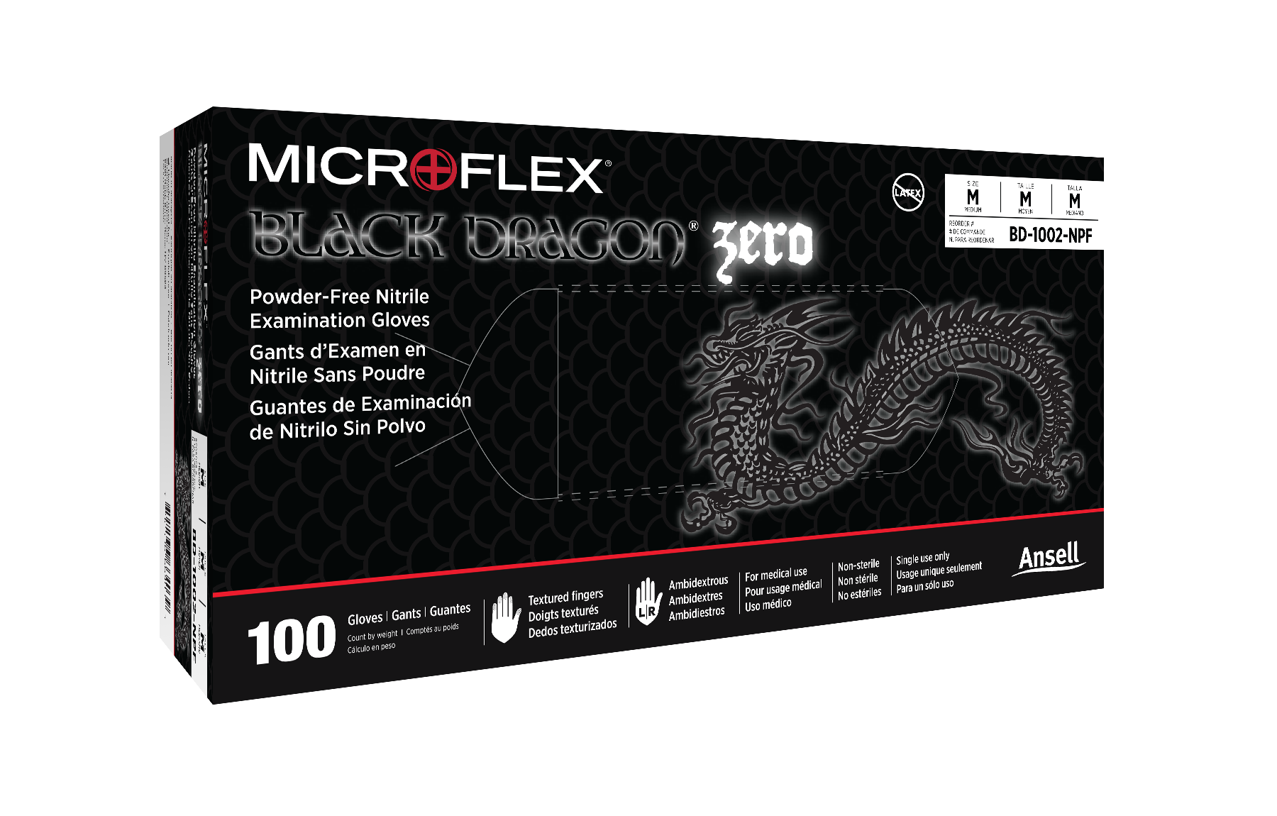 Microflex Black Dragon Zero BD-100N Black Nitrile Exam Gloves