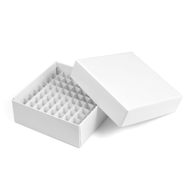 Cardboard Cryo Freezer Box, 5 1/4 x 5 1/4 x 2 with 81 Cell Dividers,  25/cs