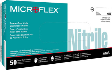 Microflex® N89 Long Cuff Nitrile Gloves, Teal, 500/Case