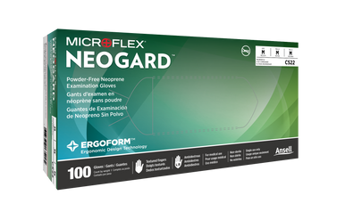 Microflex NeoGard C52 Green Neoprene Exam Gloves - 1000/Case
