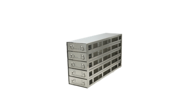 Upright Freezer Racks: 100-Cell Hinged Top Plastic Boxes