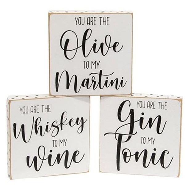 Olive To My Martini Polka Dot Square Block 3 Asstd. (Pack Of 3) G36908 By CWI Gifts