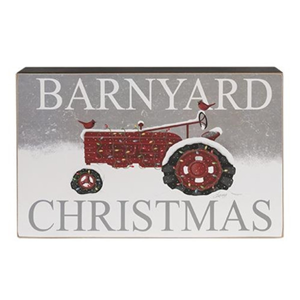Barnyard Christmas Red Tractor Box Sign G36966 By CWI Gifts