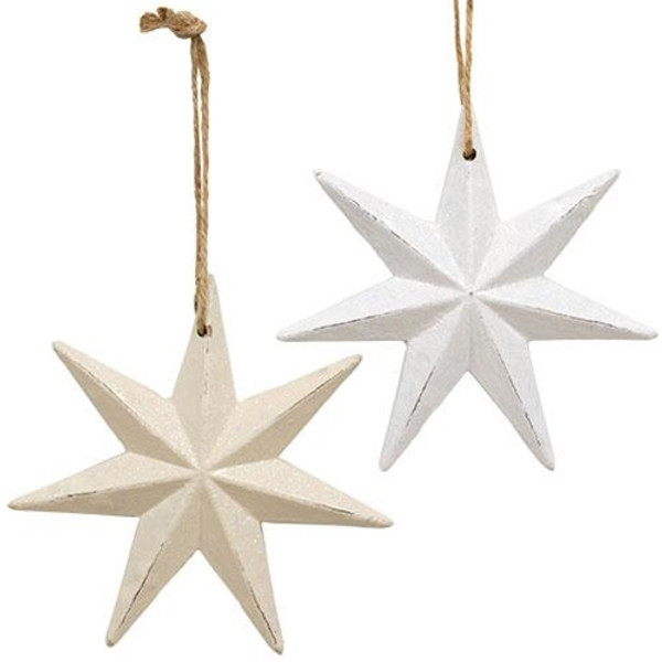 Distressed Wooden Moravian Star Ornament 2 Asstd. (Pack Of 2) G36978 By CWI Gifts