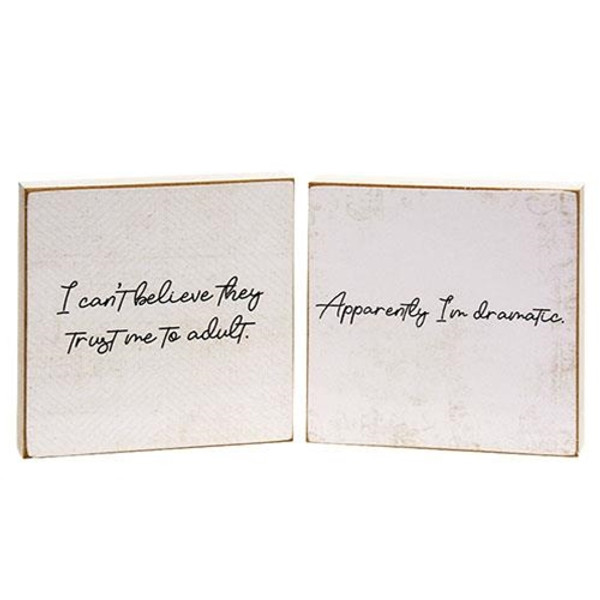 Apparently I'M Dramatic Square Block 2 Asstd. (Pack Of 2) G37014 By CWI Gifts