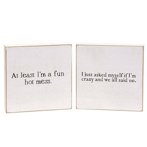 Fun Hot Mess Square Block 2 Asstd. (Pack Of 2) G37015 By CWI Gifts