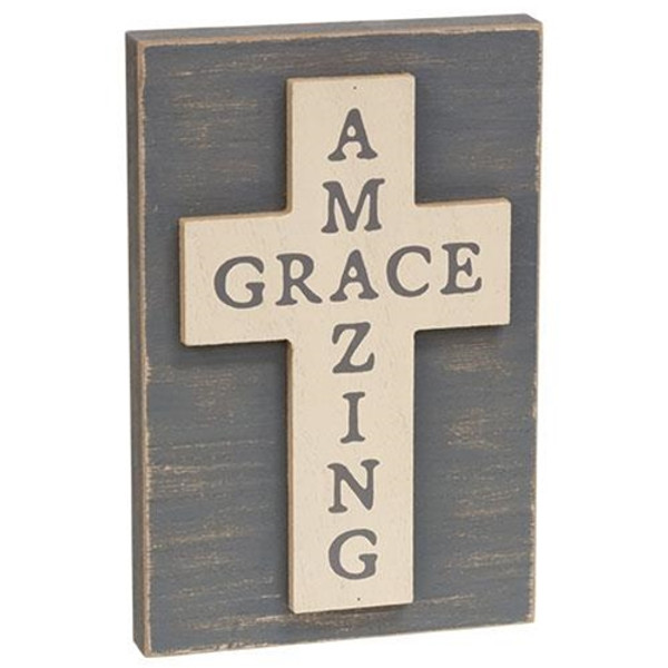 Amazing Grace Layered Wooden Cross Block G37025 By CWI Gifts