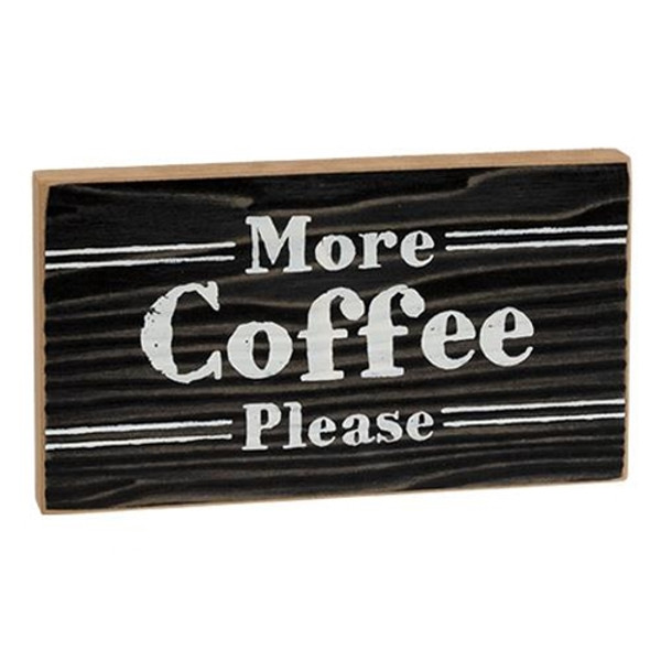 More Coffee Please Woodgrain Striped Block G37106 By CWI Gifts